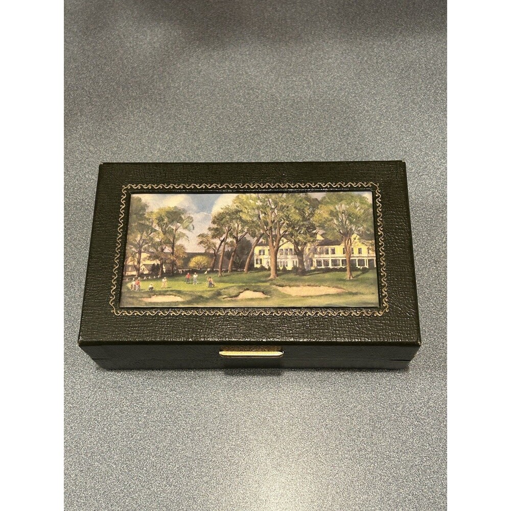 Vintage MacGregor Golf Ball Box Golf Scene On Lid